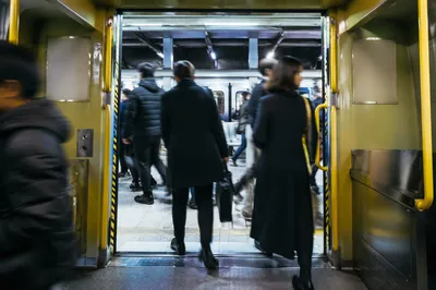 Busy City Train Platform Commute