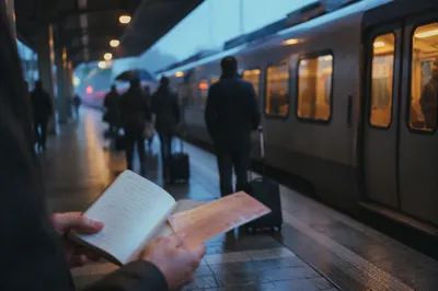 Quiet Blue Hour Train Platform Journey