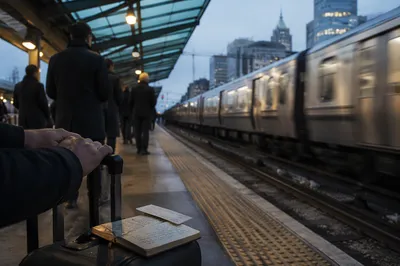 Early Morning City Train Platform Journey