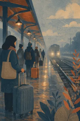 Quiet Morning Train Platform Arrival Scene
