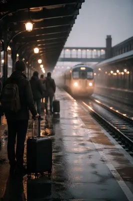 Quiet Morning Train Platform Arrival