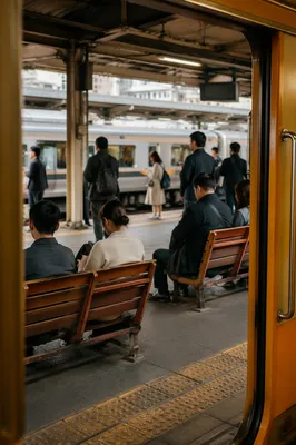 Commuters Waiting on Urban Train Platform