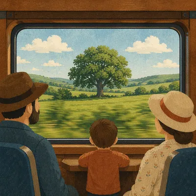 Peaceful Countryside View From Train Window