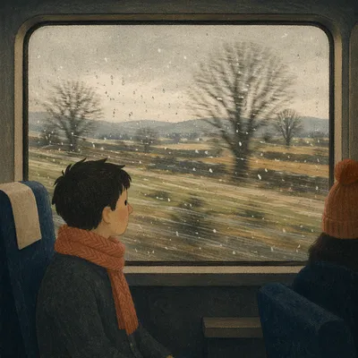 Rainy Train Window Countryside Journey