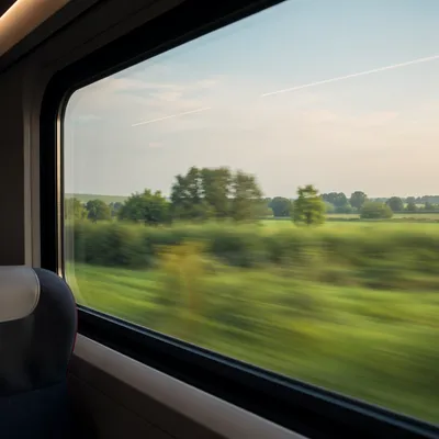 Countryside Train Window Journey View