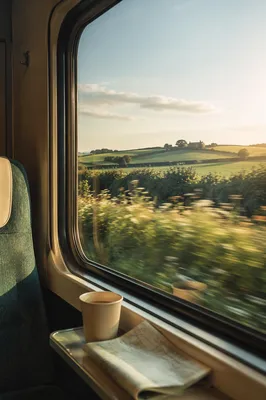 Quiet Train Window Countryside Morning View