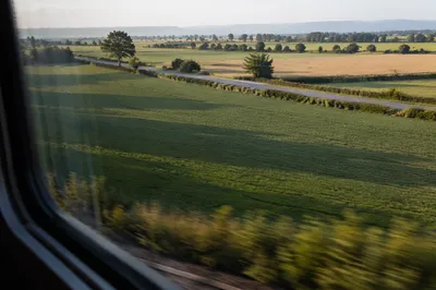 Countryside View From a Moving Train