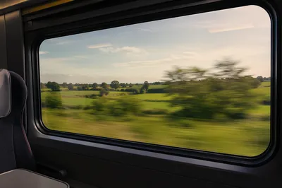 Countryside Train Window Journey View