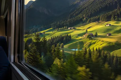 Countryside Train Window Travel View