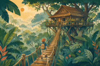 Secluded Jungle Treehouse Lodge Adventure