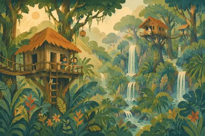 Jungle Canopy Treehouse Lodge Adventure Scene