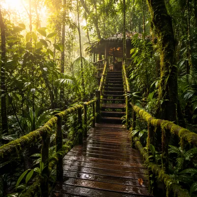 Rustic Treehouse Lodge Jungle Boardwalk Adventure