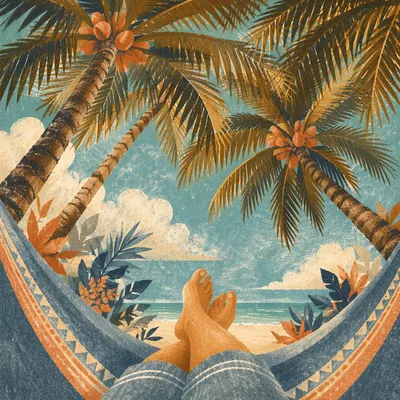 Tropical Hammock Under Palm Trees