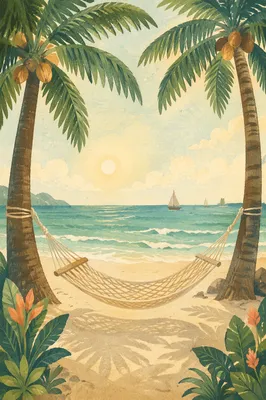 Serene Tropical Hammock at Sunrise Beach