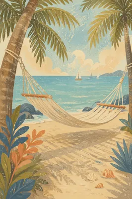 Peaceful Tropical Hammock at Sunrise Beach