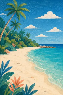 Tropical Hammock Between Palm Trees Beach