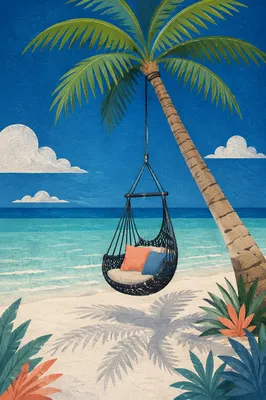 Tropical Hammock Chair on Quiet Beach