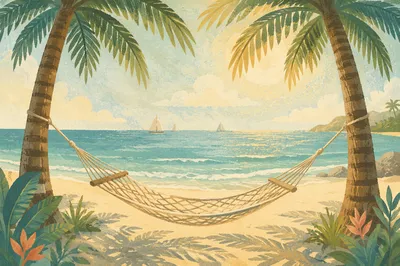 Serene Tropical Hammock at Sunrise Beach