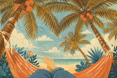 Tropical Hammock Under Palm Trees