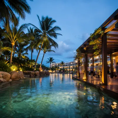 Tropical Resort Pool at Blue Hour