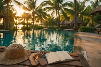 Golden Hour Tropical Resort Pool Escape