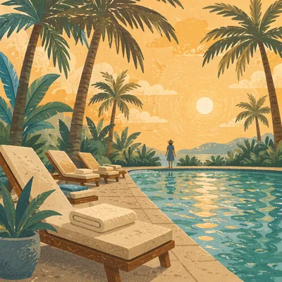 Golden Hour Tropical Resort Pool Retreat