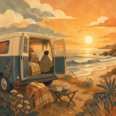 Cozy Campervan Ocean Sunset Escape