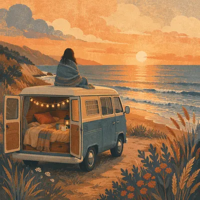 Campervan Sunset Retreat by the Ocean