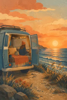Campervan Ocean Sunset Travel Escape