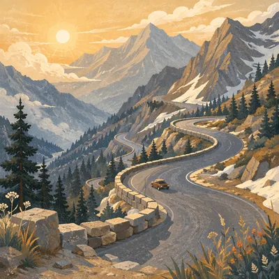 Sunrise Alpine Hairpin Road Overlook