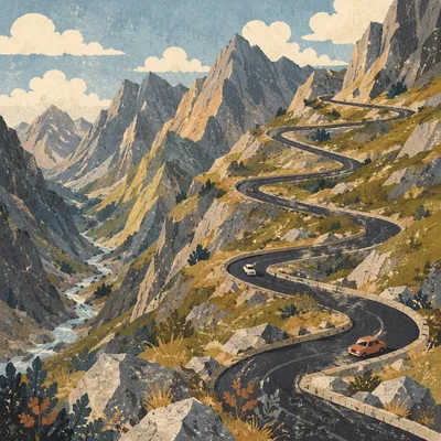 Scenic Alpine Hairpin Road Overlook