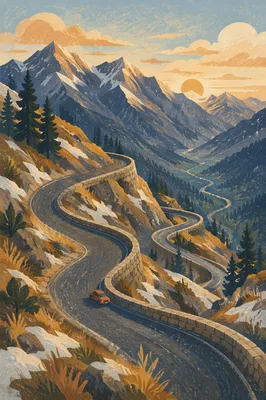 Sunrise Hairpin Road in Alpine Pass
