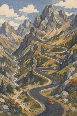 Winding Alpine Road Through Rugged Mountain Pass