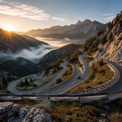 Sunrise Mountain Road with Hairpin Curves