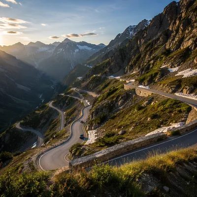 Sunrise Hairpin Road in Alpine Pass