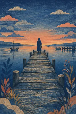 Twilight Dock on Calm Blue Lake
