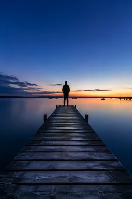 Twilight Dock on Calm Blue Lake
