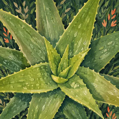 Fresh Aloe Vera Botanical Wellness Close Up