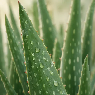 Fresh Aloe Vera Leaves Macro Detail