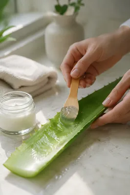 Fresh Aloe Vera Skincare Ritual Close Up