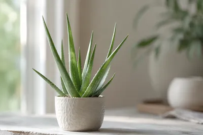 Aloe Vera Plant in Soft Morning Light