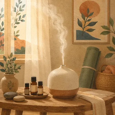 Cozy Aromatherapy Diffuser in Morning Light