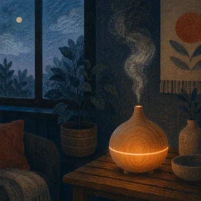 Cozy Aromatherapy Diffuser Mist at Dusk