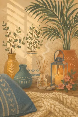 Cozy Aromatherapy Diffuser Wellness Corner