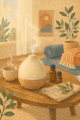 Cozy Aromatherapy Diffuser in Morning Light