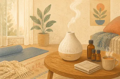 Cozy Aromatherapy Diffuser Mist in Morning Light