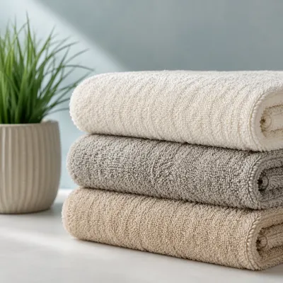 Folded Bamboo Towels for Calm Spa Wellness