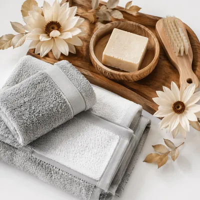 Folded Bamboo Towels with Natural Spa Soap