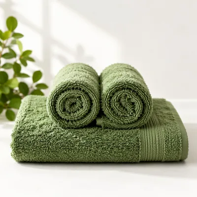 Moss Green Bamboo Towels for Spa Wellness