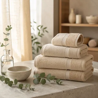 Folded Bamboo Towels in Serene Spa